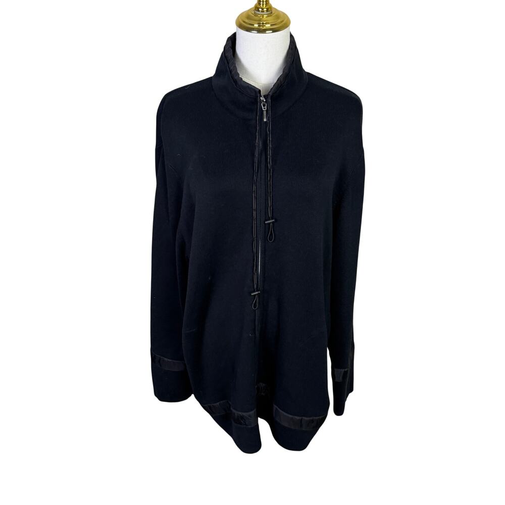 Chicos Design Silk Cotton Full Zip Sweater Jacket US Womens L